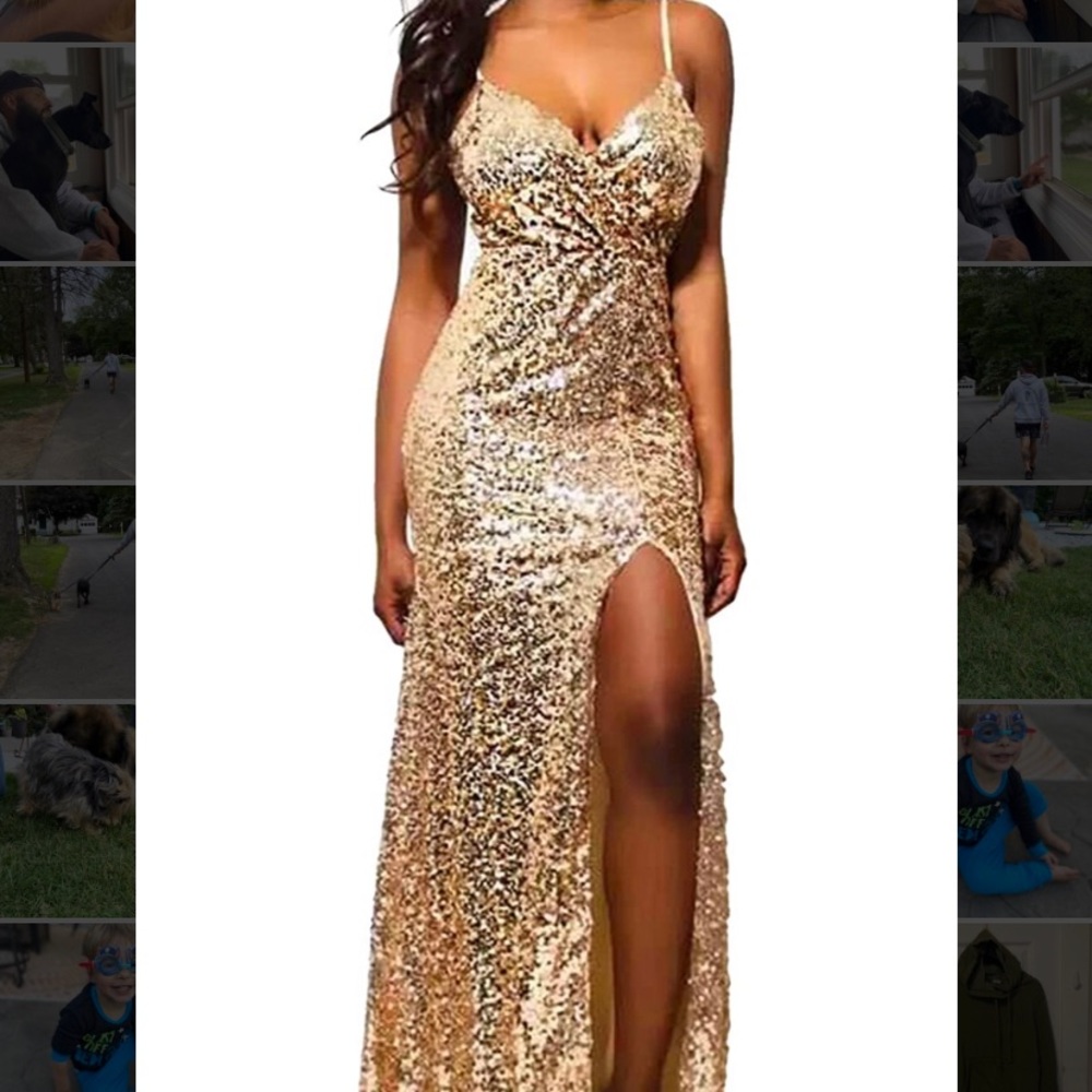 NWT Gold Sequin Maxi Dress